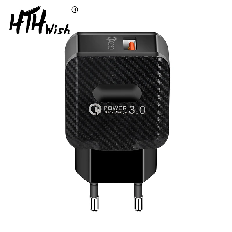 

New usb plug quick charge 3.0 for samsung xiaomi wire type c universal mobile phone charger travel 1 usb ports EU US 5v/3a black