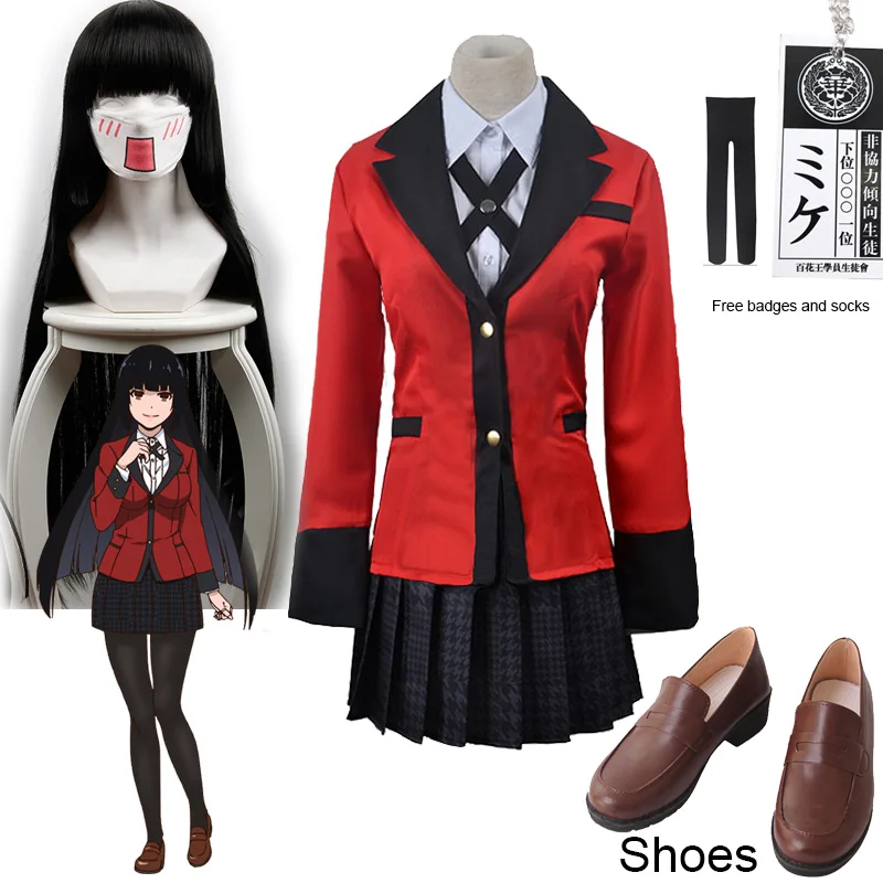 Jabami Yumeko Cosplay Shoes Kakegurui Compulsive Gambler Yumeko Jabami Cosplay Costume and Wigs Halloween Woman Party Costumes0 (1)