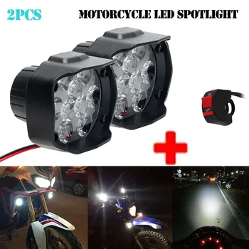

New 2pcs 9 LED Motorcycle Headlight Fog Spotlight Driving Light Lamp With Switch Working Spot Light Head Lamp White DRL Headlamp