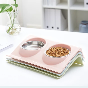 

Double Dog Bowl Pet Feeding Station Stainless Steel Water Food Bowls Feeder Solution for Dogs Supplies Pet Bowl Food Container