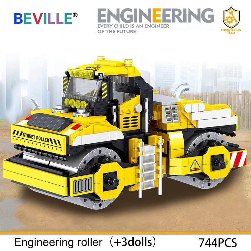 744Pcs Engineering Road Roller Building Blocks City Construction Truck  Worker Figures Bricks Model Educational Toys For Children - AliExpress