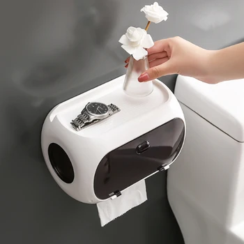 

Waterproof Bathroom Paper Holder Wall Mounted Toilet Paper Storage Box Tissue Dispenser with Magnetic Switch new