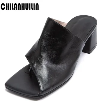 

new 2020 summer shoes women pumps square open toe ladies heel mules sexy high heels sandals slippers female fashion shoes woman