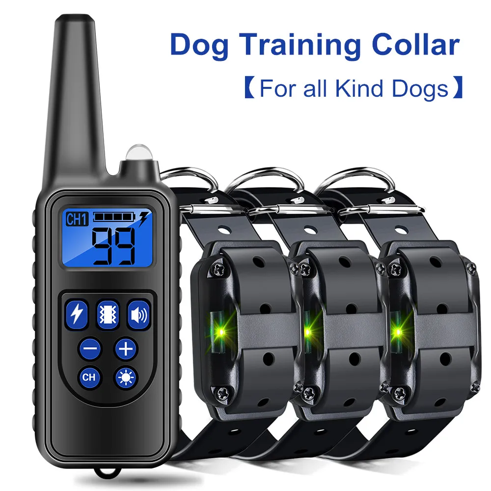 

Electric Dog Training Collar Dog Anti Bark Stop Rechargeable Waterproof Pet Remote Control All Size Shock Vibration Sound 3 Dogs