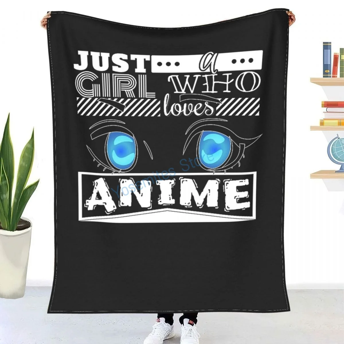 

Just A Girl Who Loves Anime Merch Clothes For Teen Girls, Anime Lover Throw Blanket Winter flannel bedspreads, bed sheets