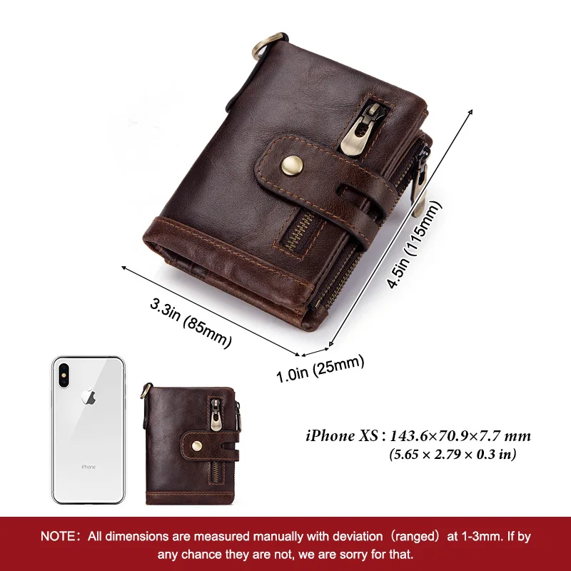 Free Engraving Cowhide Genuine Leather Men Wallet Coin Purse Mini Card Holder Chain PORTFOLIO Portomonee Male Walet Pocket Chain