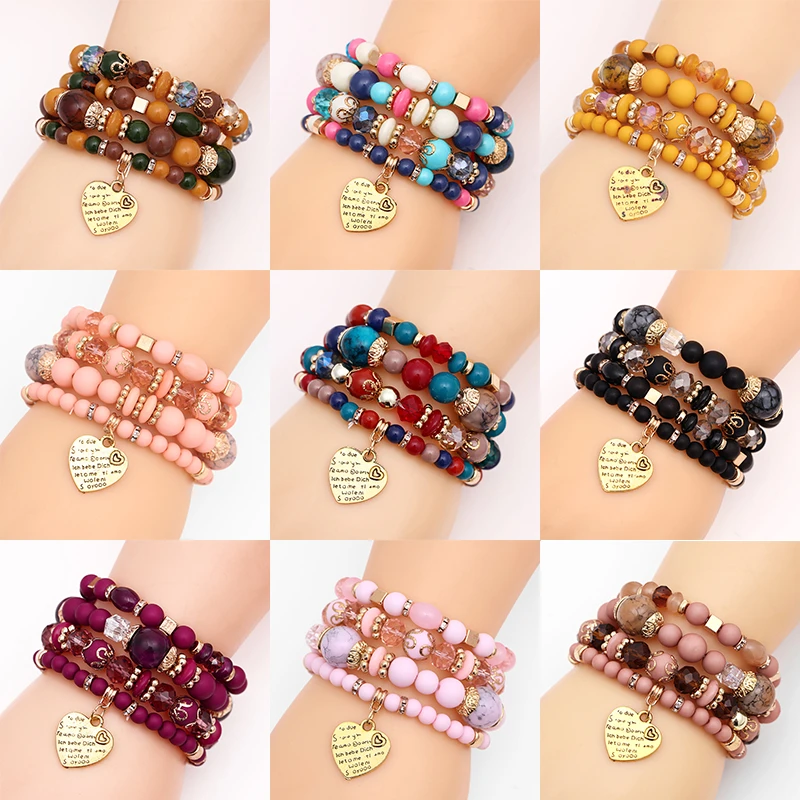 Parpadeo válvula preocupación Pulseras Bohemias de moda para mujer, abalorios hechos a mano, corazón,  Concha, pluma, borla, pulsera de cuentas, joyería|Pulseras de amuleto| -  AliExpress