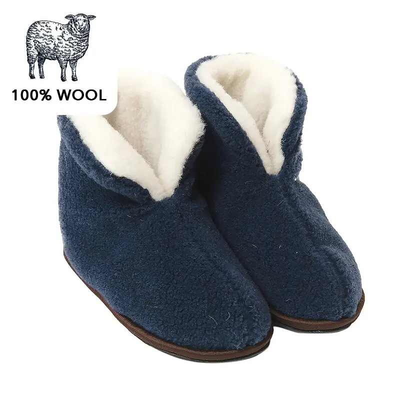 Чуни из овечьей шерсти WOOLLAMB Темно-синие (Индиго) - домашняя обувь чуни домашние