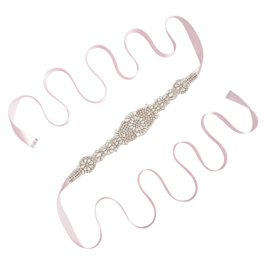 pink TRiXY S123-s, кристаллы, стразы, Свадебный ремень, свадебные аксессуары, свадебные пояса, свадебные аксессуары - Цвет: pink