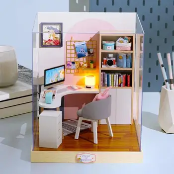 

Cartoon Wooden DIY Dollhouse Toys Miniature Furniture Kit Improve Operation Ability Toys for Children Birthday Christmas Gift