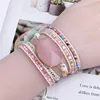 2019 unique punk bracelets women wrap bracelets natural stones 5 layers leather cuff bracelet femme bracelets gifts dropshipping