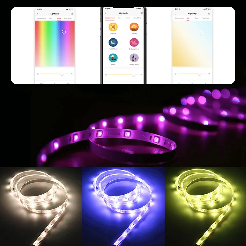 Умный светильник Xiaomi Yeelight Aurora, полоса плюс 2 м, светодиодный RGB WiFi, приложение Xiaomi, Домашний Светильник s, работает с Alexa Google Assistant Homekit