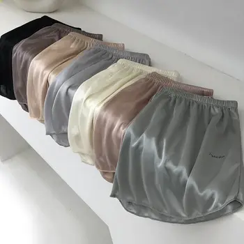 여성용 얇은 아이스 실크 반바지, 실키, 겉옷, 컬링 없음, 스커트, 보험, 루즈한 안전 바지, 여름, 2 세트