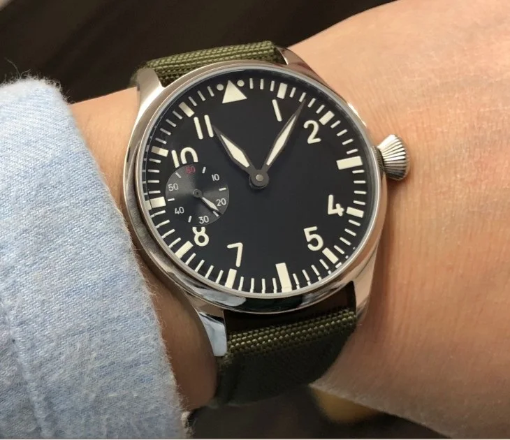 

44mm parnis Asian 6497 17 jewels Mechanical Hand Wind movement men's watch luminous Pilot watch pa06-20