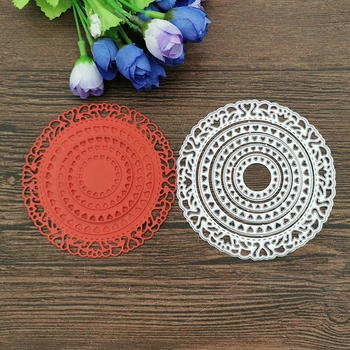 

5Pcs Round Circ background frame Metal Cutting Dies for DIY Scrapbooking Album Paper Cards Decorative Crafts Embossing Die Cuts