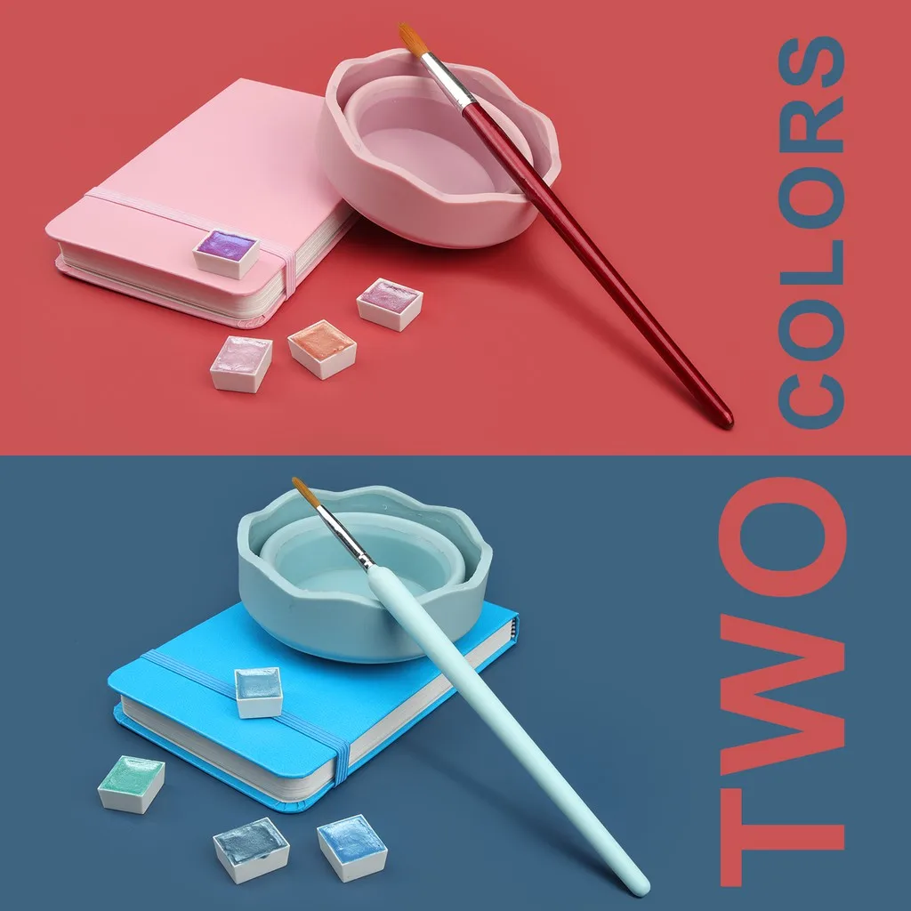 Silicone Folding Mini Bucket for Washing Painting Brush Watercolor Drawing Tools Paint Pallette