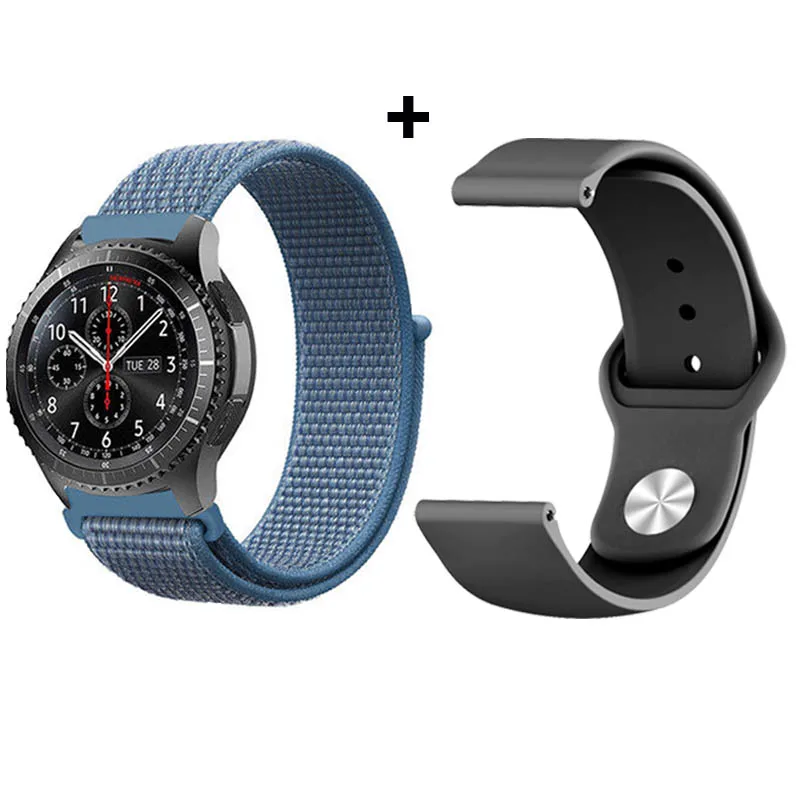 

For Samsung Galaxy Watch Active 46mm Gear Classic S3 Frontier Strap Nylon Bracelet Silicone Watchband 22mm Width Band