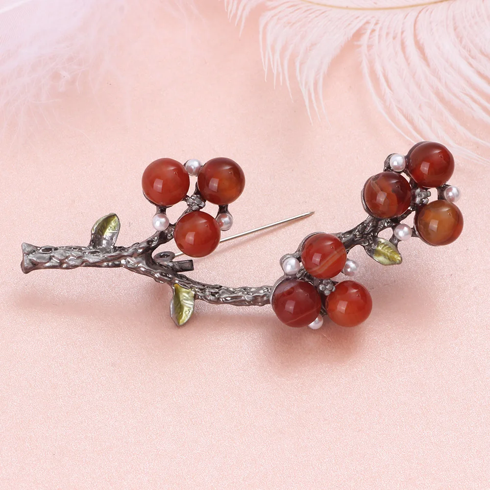 

FARLENA Jewelry Natural stone beads brooch pins Vintage ethnic stone brooches for Women Clothing Accessories