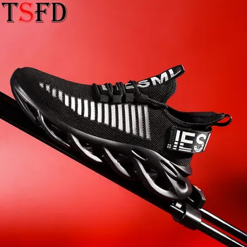 

Flying Weave Sport Shoes Male Summer Sneakers Ultralight Men's Running Shoes Lace Up Sports Shoe Men Platform Black Shoe New V11
