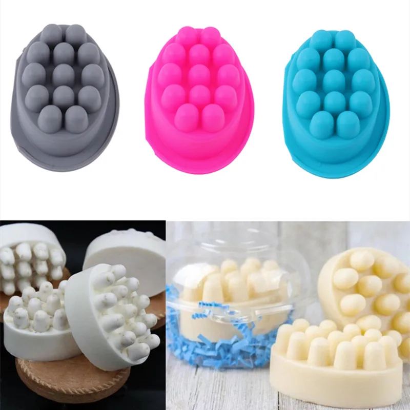 Single Hole 3D Silicone Soap Mold For Massage Therapy Bar Soap Making Tools DIY Homemade Oval Spa Soaps Mould Silicone Form