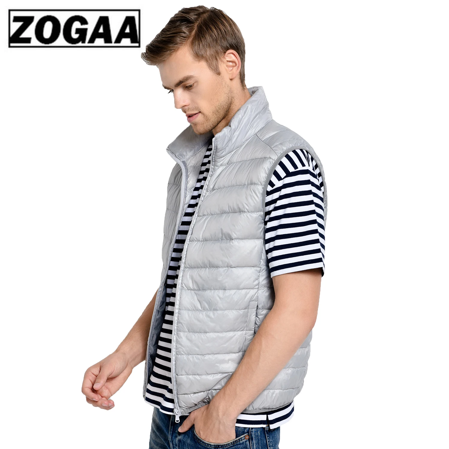 Koop 2019 Nieuwe Mannen Mouwloze Jas Winter Ultralight Witte Eendendons Vest Mannelijke Slanke Vest mannen kleding Winddicht Warm Vest