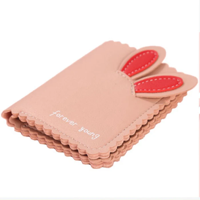 Hot Selling Women Small Wallet Lovely Rabbit Ears Wallets Cards Holder Short Design Purse Girls Wallet Cash Holder-B5