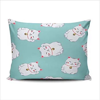 

Cute Lucky Cat Watercolor Home Decoration Throw Pillowcase 20 x 30 Inch Queen Two Side Design Printed Cushion Cover Case