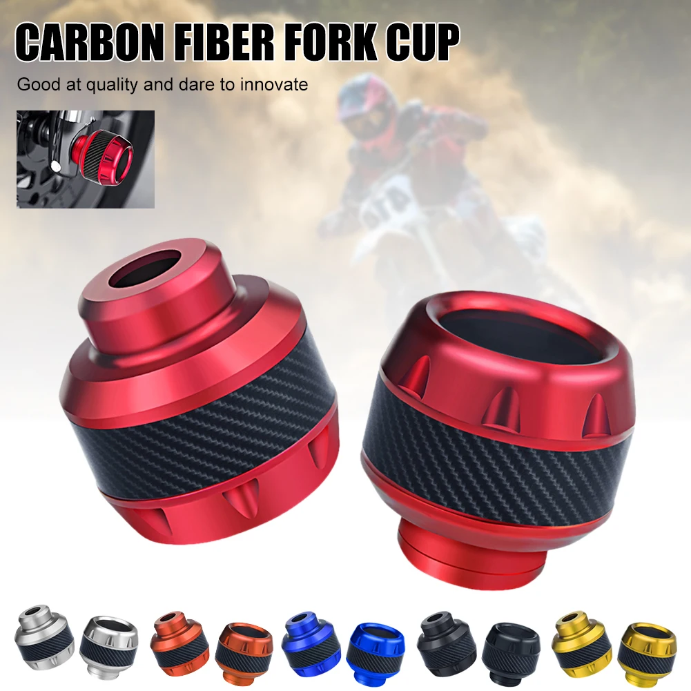 1Pair Universal Motorcycle Frame Slider Aluminum Alloy Front Fork Cup Falling Crush Protector Carbon Fiber for Motorbike Scooter |