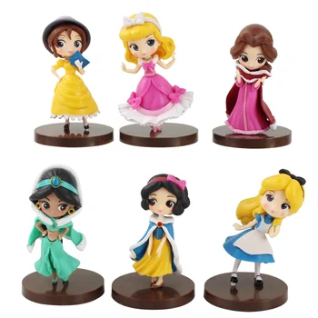 

8cm 6pcs/set Anime Q Posket Aladdin Jane Snow White Princess PVC Action Figure Collection Model Toys Birthday gift for children