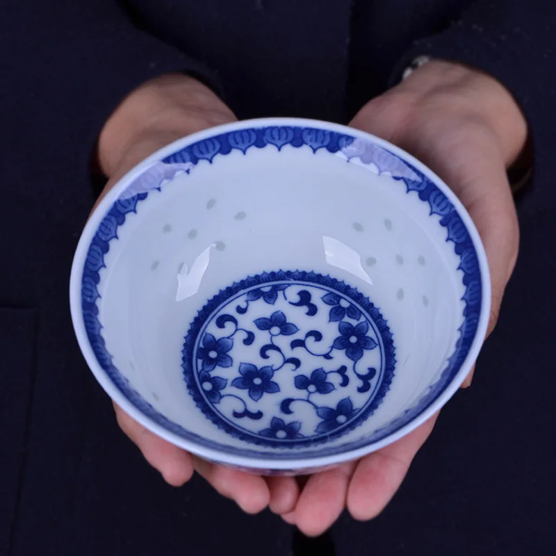 1 шт. Китай керамическая чаша синий и белый фарфор Китай Искусство миски для риса кухонная посуда контейнер для посуды
