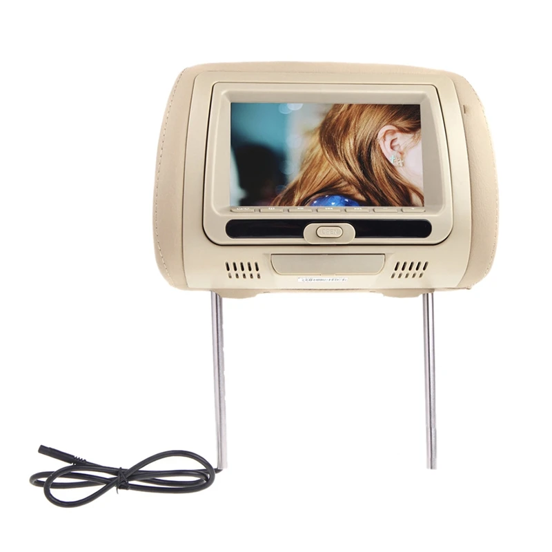 

7-Inch Car Universal Headrest Dvd Nonitor Mp5 Hd Player Usb Lcd Car Pillow Display - Beige