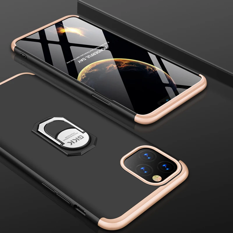 Чехлы для телефонов 3 в 1 для iPhone 11 Pro, защитный чехол с кольцом, магнитный кронштейн, задняя крышка для iPhone 11 Pro, противоударные крышки