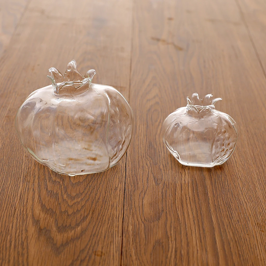 Mini Pomegranate Glass Vase Handmade Flower Pot Hydroponic Flower Crafts S L