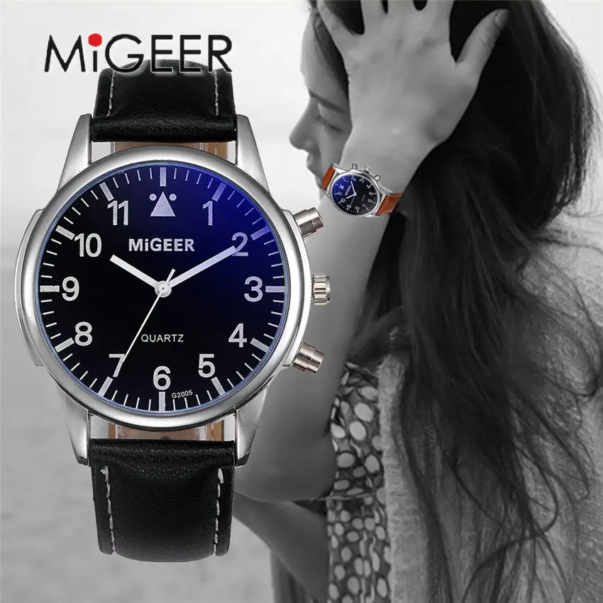 Модные повседневные мужские часы бренд MIGEER кварцевые кожаный ремешок для часов мужские часы коричневые часы спортивные часы relojes hombre
