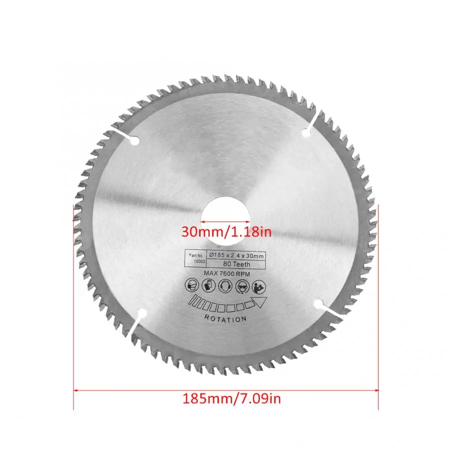 185 мм серебро TCT круговой для резки древесины 80 зубцов+ 3 шт. кольцо инструмент