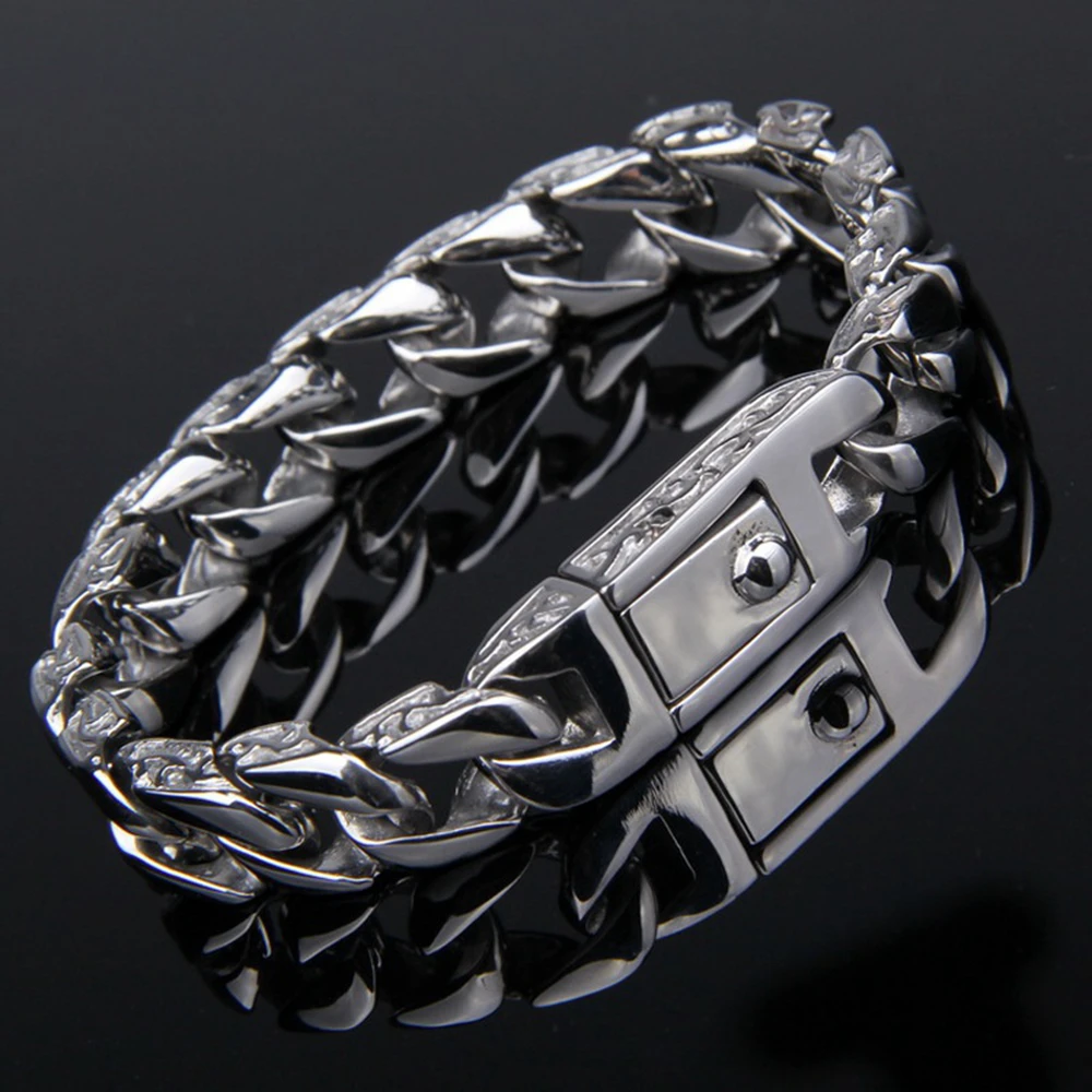 

12mm Fashion Men Women Bracelet Stianless Steel Bracelet Chain Bangle Cuban Curb Bracelet Jewelry