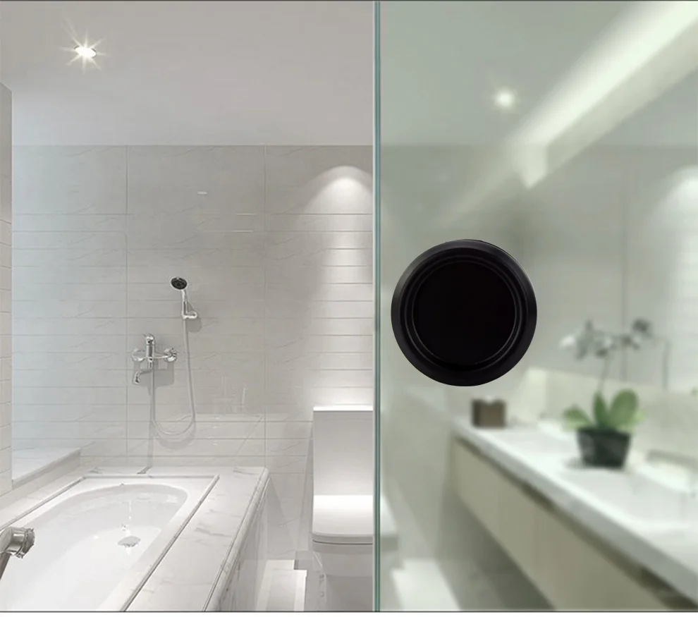 2Pcs 304 Stainless Steel Sliding Glass Door Back-To-Back Round Finger Pull Shower Enclosure Bathroom Shiny Matte Black Rose Gold