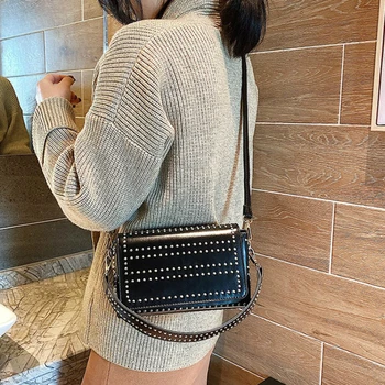 

High-quality Female Leather Crossbody Bags Fashion Retro Rivet Single Shoulder Bags Ladies Elegant Messenger Bags Louis Brand CC