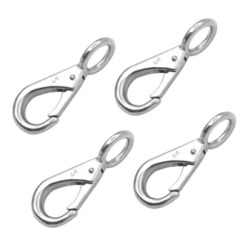 

4x Heavy Duty Marine Grade Boat Round Eye Spring Snap Hooks Clip Accessories