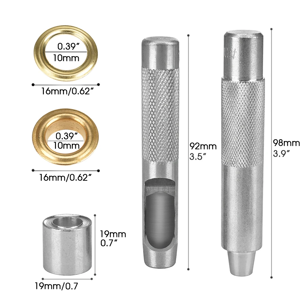 Набор заклепочник, люверсы 10 мм, люверсы, шайбы, втулки, набор инструментов, проколы, люверсы для брезента, кожаные сумки, ткань, 100 набор