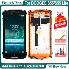 100% original para doogee s55/s55 vida lcd & digitador da tela de toque com display quadro módulo reparação substituição acessórios