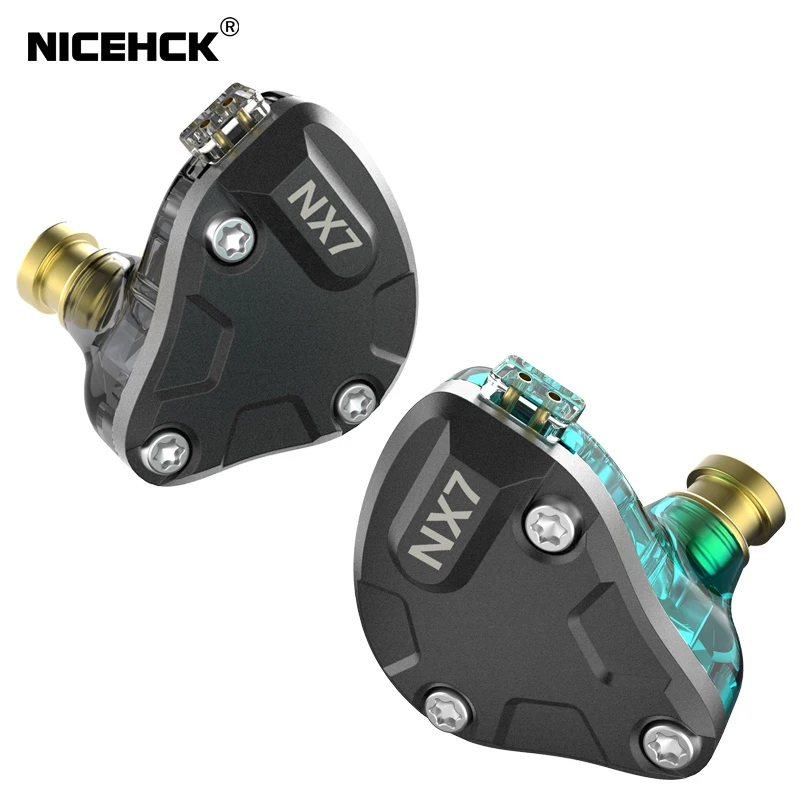 NICEHCK NX7 наушники в ухо 4BA+ двойной карбоновый нанотрубка динамический+ пьезоэлектрическая керамика Гибридный 7 Драйвер единиц HIFI IEM металлическая гарнитура
