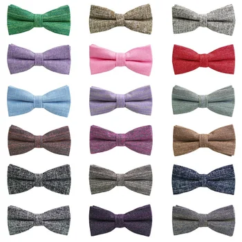 

Mens Stylish Linen Cotton Solid Color Bow Tie Wedding Adjustable Formal Bowtie