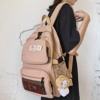 

LENLEI Fashion Women Nylon Backpack With Card Front Pocket Backpacks for Teenage Girl Travel Rucksack College Student Book Bags