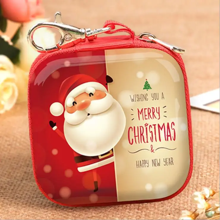 Christmas Toys DIY Square Storage Box Toys For Children Toy with metal button Coin Purse Christmas tree pendant small gift