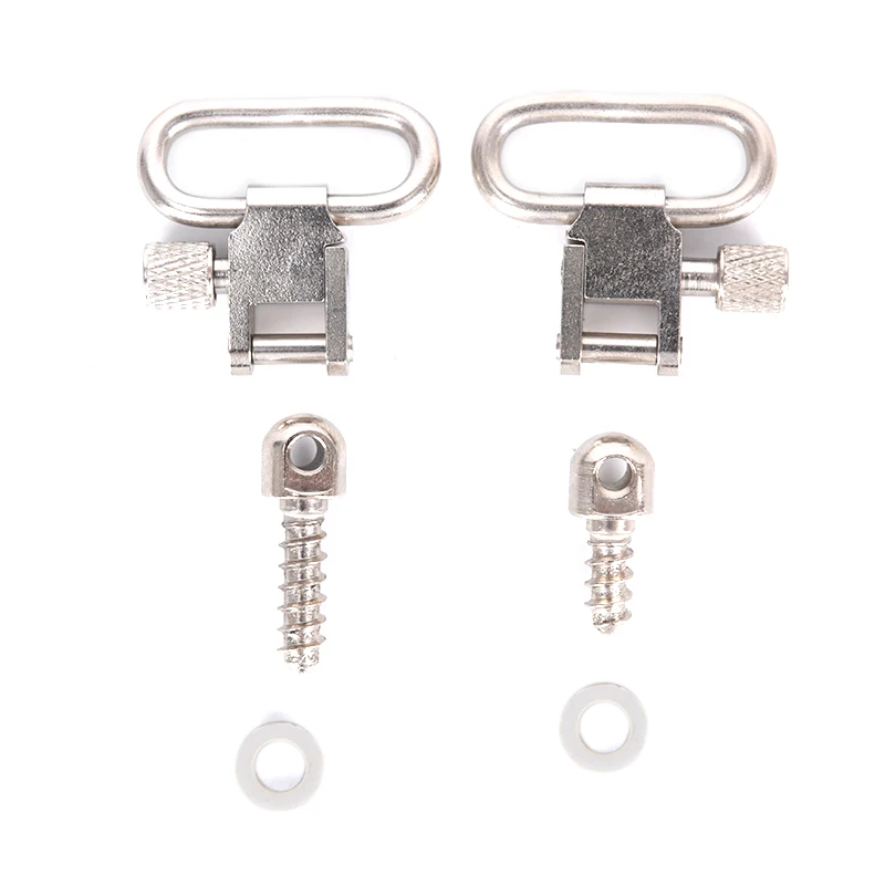 Sling Swivel Adapter Sling Swivel Mount Stainless Steel Metal Strap Ring Thread Strap Ring Pair Silver Professional Quick Detachable Sling Swivel Hunting Accessories