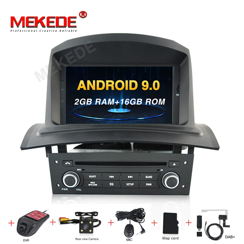 8 ядерный Android 9,0 Автомобильный мультимедийный сенсорный dvd-плеер для Megane 2 Fluence Megane II 2002-2008 с gps аудио видео wifi BT 4G ram - Цвет: 16G  DVR camera dab