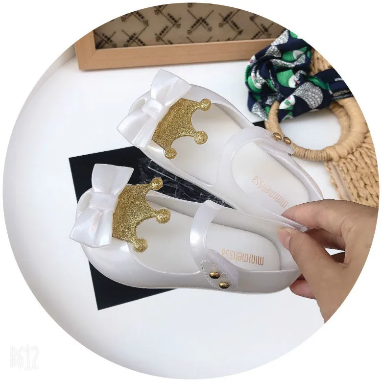 Мини Melissa прозрачные сандалии Корона детские сандалии 3D цветы девушки комфорт принцесса обувь Дети melissa обувь