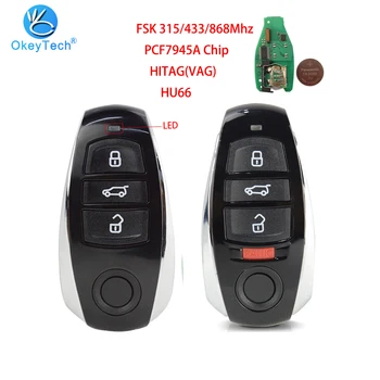 

OkeyTech 3/4 Buttons For VW Volkswagen Touareg HITAG(VAG) PCF7945A Chip FSK 315/433/868Mhz Smart Entry Remote Car Key Fob HU66