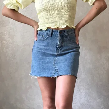 

Hzirip Summer Fashion High Waist Skirts Womens Pockets Button Denim Skirt Female Saias 2020 New All-matched Casual Jeans Skirt